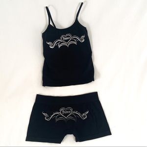 Balera black matching dance tank and shorts set